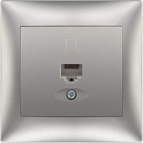 Redled Priză De Rețea RJ45 Single Cu Cadru Tip Cat6 În Culoare Argintie 30011