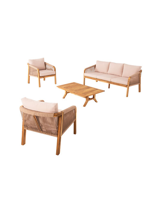 Outdoor Living Room Set 4 Pieces Acacia Wood-Ro...