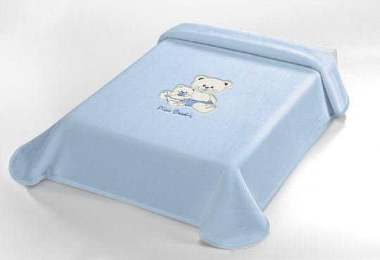 Pierre Cardin Blanket Spanish Nursery Swaddling Blankets Velvet Light Blue Blue 80x110cm