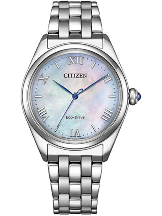 Citizen Γυναικείο Ρολόι 33mm Μπαταρίας με Ασημί Μεταλλικό Μπρασελέ