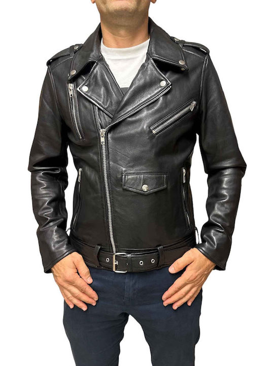MARKOS LEATHER Biker Lederjacke Black