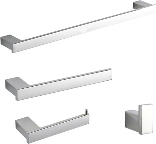 Set Accesorii Baie Metalic Argintiu 4buc