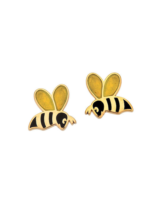 Verorama Μελισσούλα Gold Plated Kids Earrings Studs made of Silver