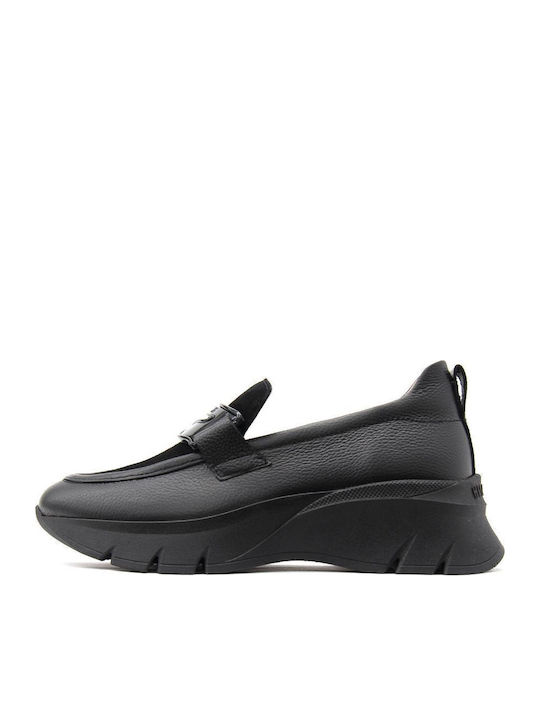 Δερμάτινα Γυναικεία Loafers σε Μαύρο Χρώμα