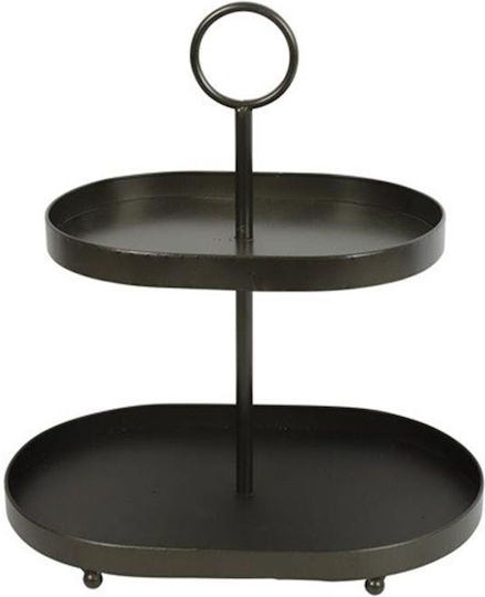 Atmosphera Metalic Etajeră 2 niveluri Neagră L47xl31xH50cm 1buc