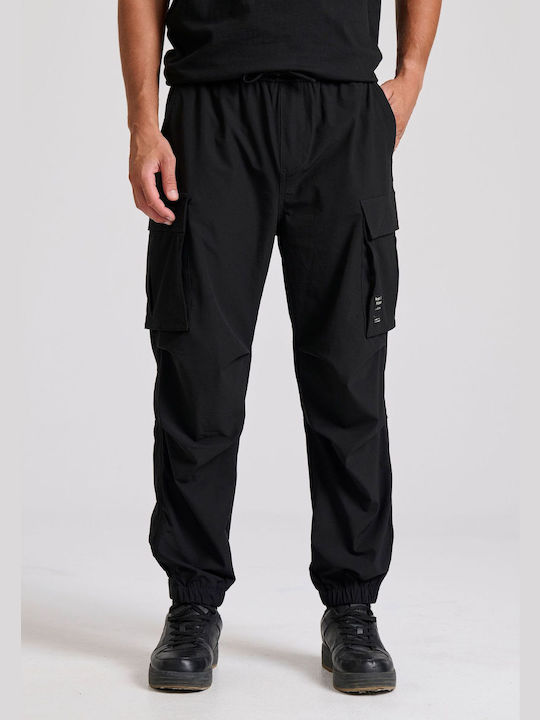 Funky Buddha Men's Trousers Cargo in Relaxed Fit Black