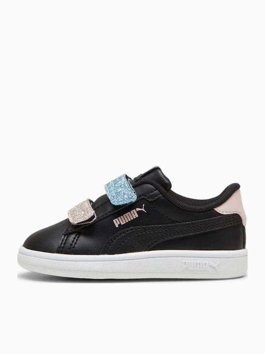 PUMA Smash 3.0 L Παιδικά Sneakers με Σκρατς Μαύρα
