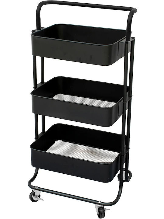 General Trade Kitchen Rack Metallic 3 Tiers Black 42x35x79cm