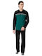 Minerva Bull Punto Di Roma Men's Winter Pajamas Set BLACK-GREEN