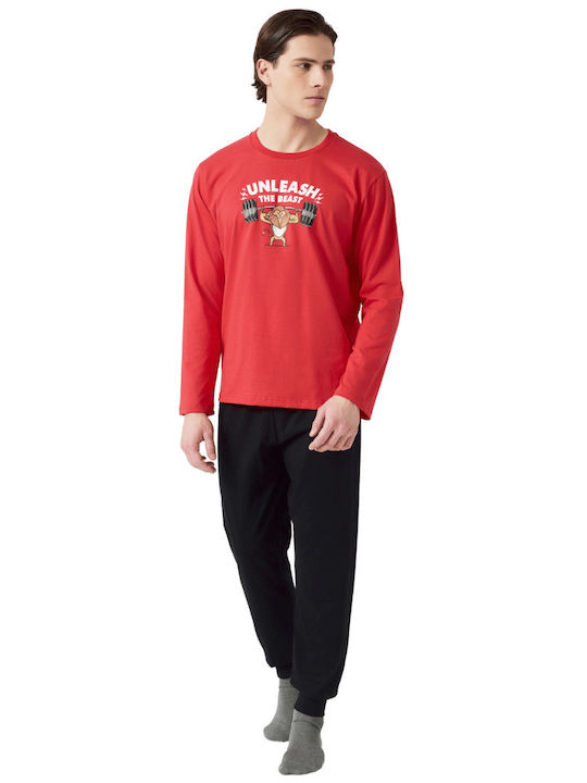 Minerva Men's Winter Pajamas Set Red