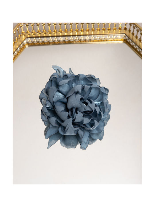 Fabric Flower Pin Blue Blue