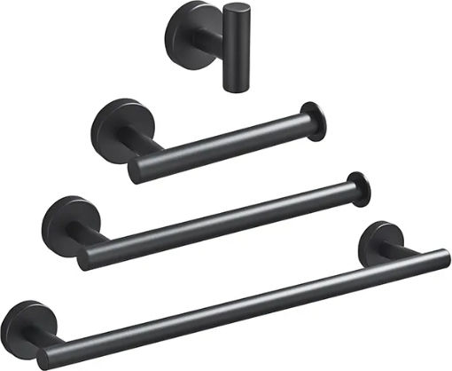 Set Accesorii Baie Metalic Negru 4buc