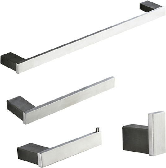 Metal Bathroom Accessory Set Silver 4pcs