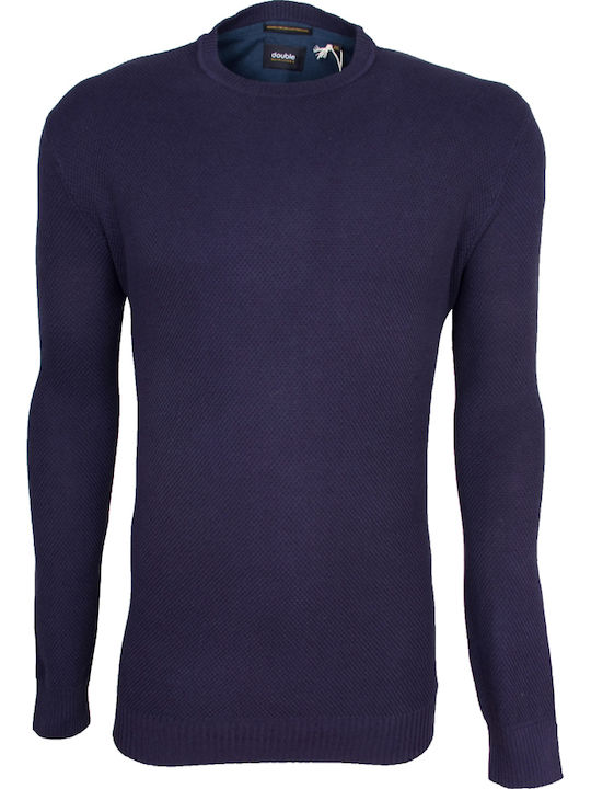 Double Long Sleeve Blouse Blue