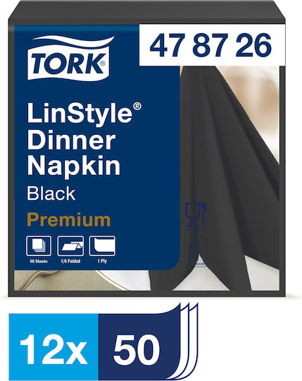 Tork Χαρτοπετσέτα Πολυτελείας 1Φ Μαύρη 39x39εκ. τμχ