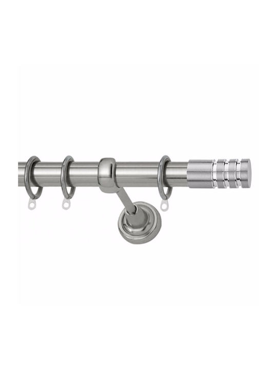 Metallic Curtain Pole Genoa Classic Double with Rod Φ25mm 140cm Nickel Satin