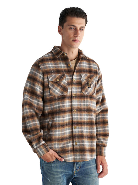 Staff Men's Shirt Overshirt Long Sleeve Checked Multicolour