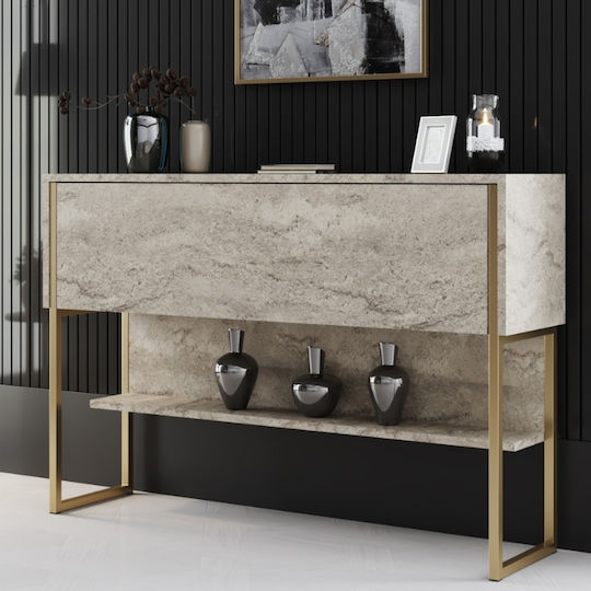 Μπουφές Luxe Ξύλινος Travertine - Χρυσό 120x30x80cm