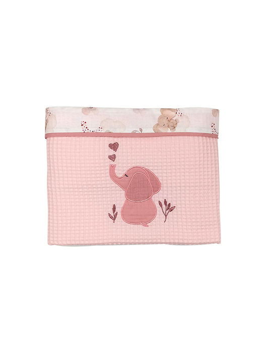 Baby Star Κουβέρτα Αγκαλιάς & Λίκνου Πικέ Γκρι Elephant - Ροζ 75x100εκ.