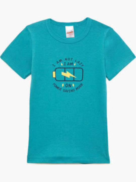 Minerva Power Saving Kids' Undershirt Short-sleeved Turquoise