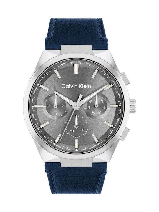 Calvin Klein Distinguish Ανδρικό Ρολόι Μπαταρίας με Μπλε Δερμάτινο Λουράκι