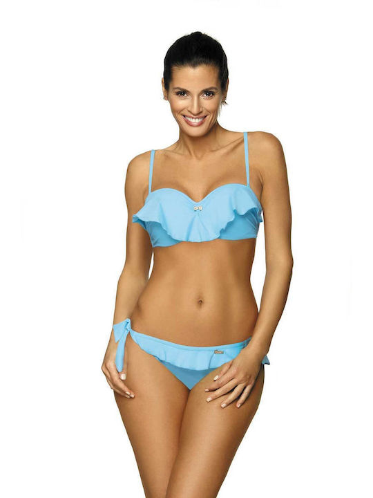 Marko Bikini Set Bra & Brazil Bottom with Detachable Straps Light Blue