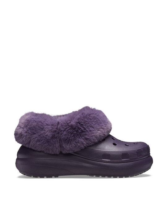 Crocs Furever Crush Дамски Клоги с козина Лилав