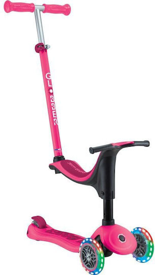 Globber Kids Scooter Go.Up Sporty Lights 3-Wheel with Seat for 15 Months Fuchsia