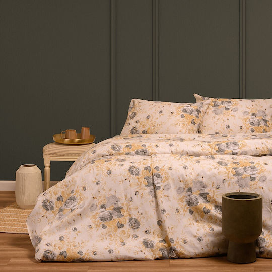 Melinen Duvet Cover Cotton Single 165x245 Peonia Grey