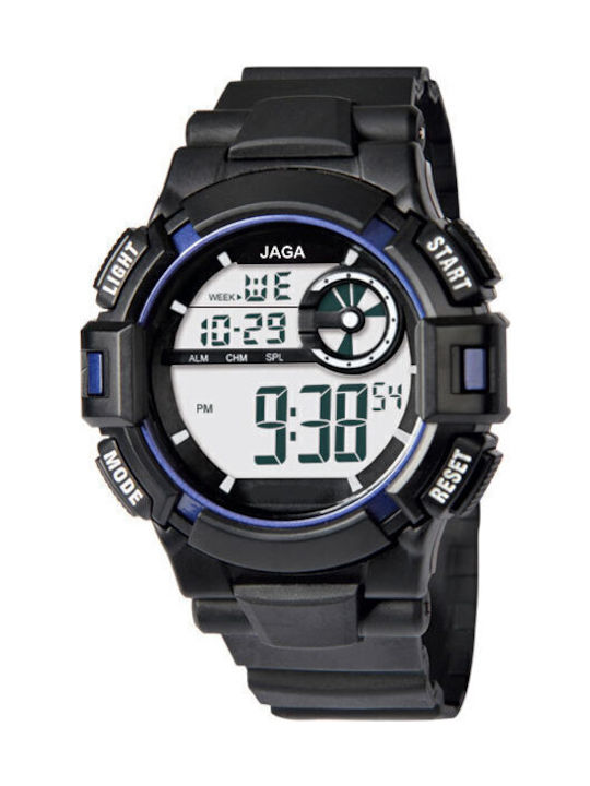 Jaga Digital Herrenuhr Batterie mit Schwarz Kautschukarmband