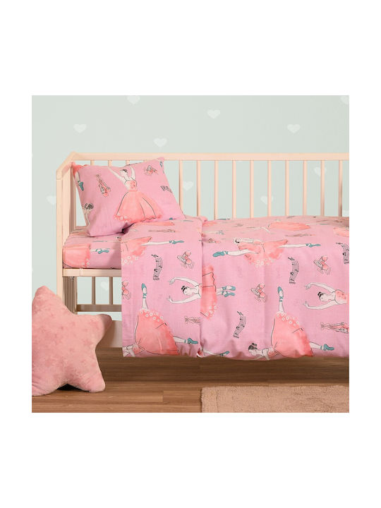 Melinen Baby Sheets Set Crib Flannel Ballet Pink Pink 120x170cm 3pcs