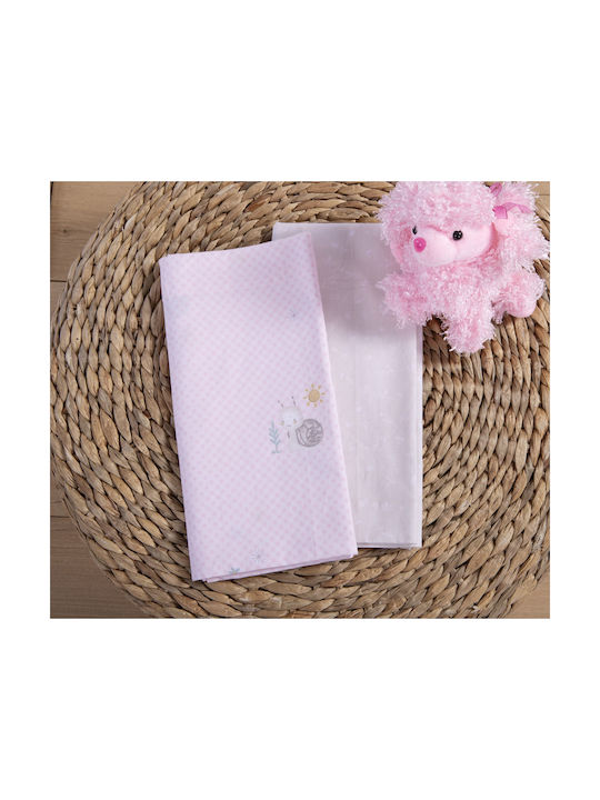 Nef-Nef Homeware Σετ Βρεφικά Σεντόνια Λίκνου Βαμβακερά Cute Snail Ροζ 70x120εκ. 2τμχ