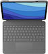 Logitech Combo Touch Flip Cover με Πληκτρολόγιο στα Γερμανικά Γκρι (iPad Pro 2021 12.9")