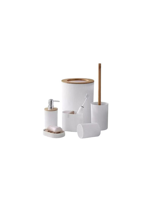 Plastic Bathroom Accessory Set White 6pcs