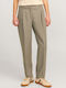 Women's High-waisted Fabric Trousers Straight Line Khaki