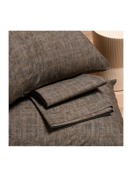 Melinen Sheet Set with 2 Pillowcases Super-Double with Elastic 160x200+32cm. Huan Petrol 3pcs