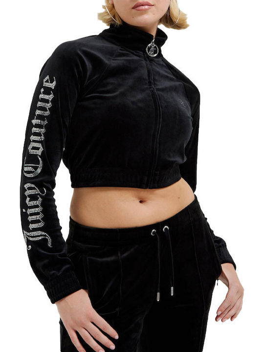 Cropped Women's Sweatshirt Jacket Velvet Black