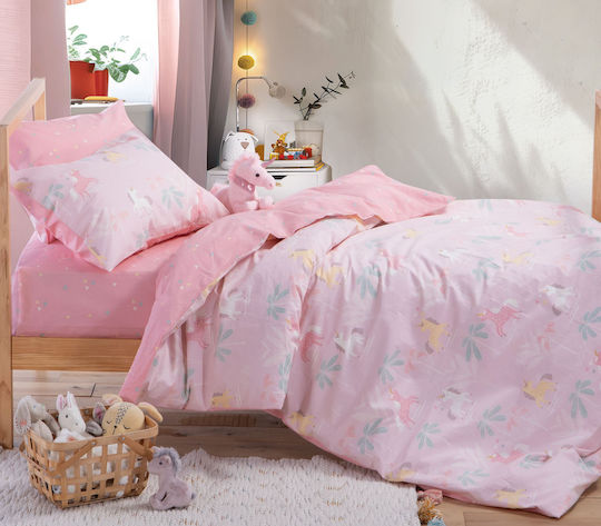 Nef-Nef Homeware Unicorn Forever Set Kids Duvet Cover Single with Pillowcase Cotton Unicorn Forever 160x240cm
