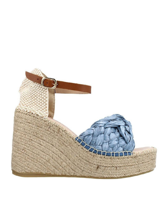 Women's Leather Platform Shoes Blue