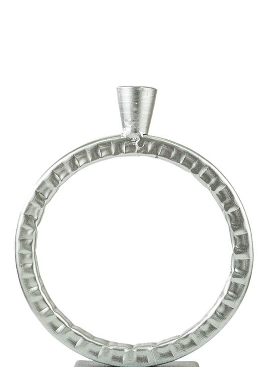 Zen Collection Κηροπήγιο Μεταλλικό σε Ασημί Χρώμα 18x6x23εκ.