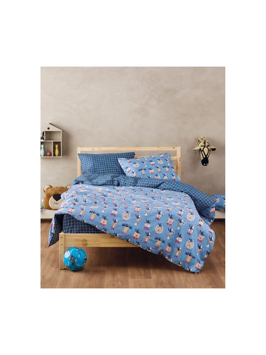 Kentia Sheet Set Single Cotton Blue 160x270cm 3pcs