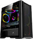 1STPLAYER Trilobite T4 Mesh Геймърско бюро Мини кула Компютърна кутия със страничен прозорец Черен