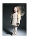 Evita Kids Fur Coat with Hood Ecru