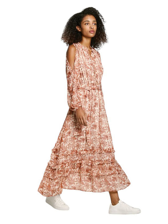 Summer Midi Shirt Dress with Ruffles Ecru White