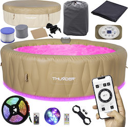 Thunder Latte AirJet Inflatable Spa Πισίνα Φουσκωτή με Αντλία Φίλτρου 205x205x65εκ. Μπεζ