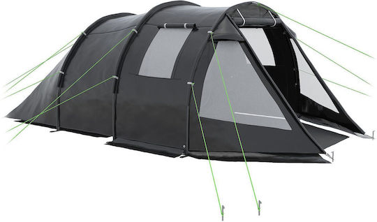 Cort De Camping Tunel Negru 3 Anotimpuri Pentru 4 Persoane 475x264x172 Cm