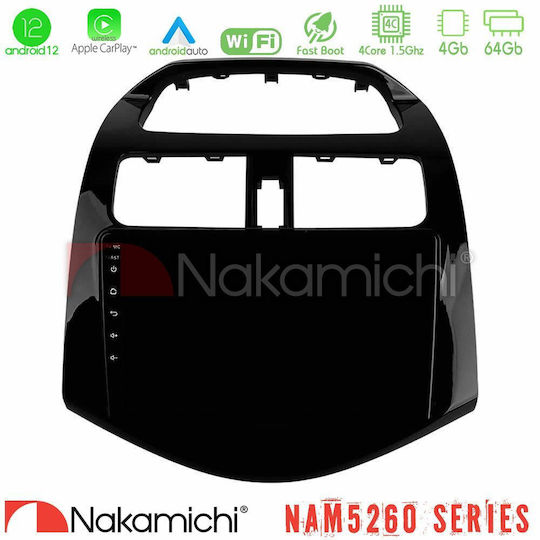 Nakamichi Car Audio System for Chevrolet Spark 2009-2015 (Bluetooth/USB/AUX/WiFi/GPS/Apple-Carplay/Android-Auto) with Touch Screen 9"