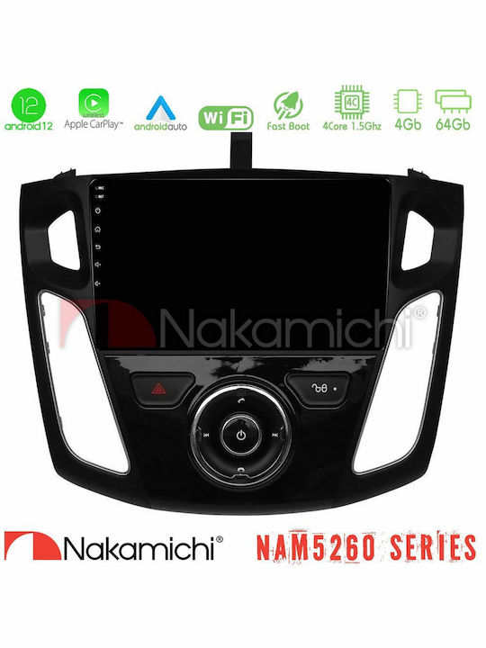 Nakamichi Ηχοσύστημα Αυτοκινήτου για Ford Focus 2012-2018 (Bluetooth/USB/AUX/WiFi/GPS/Apple-Carplay/Android-Auto) με Οθόνη Αφής 9"