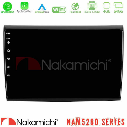 Nakamichi Ηχοσύστημα Αυτοκινήτου για Fiat Bravo 2007-2015 (Bluetooth/USB/AUX/WiFi/GPS/Apple-Carplay/Android-Auto) με Οθόνη Αφής 9"