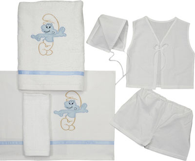 Smurf-Themed Christening Oilcloth Set for Boys